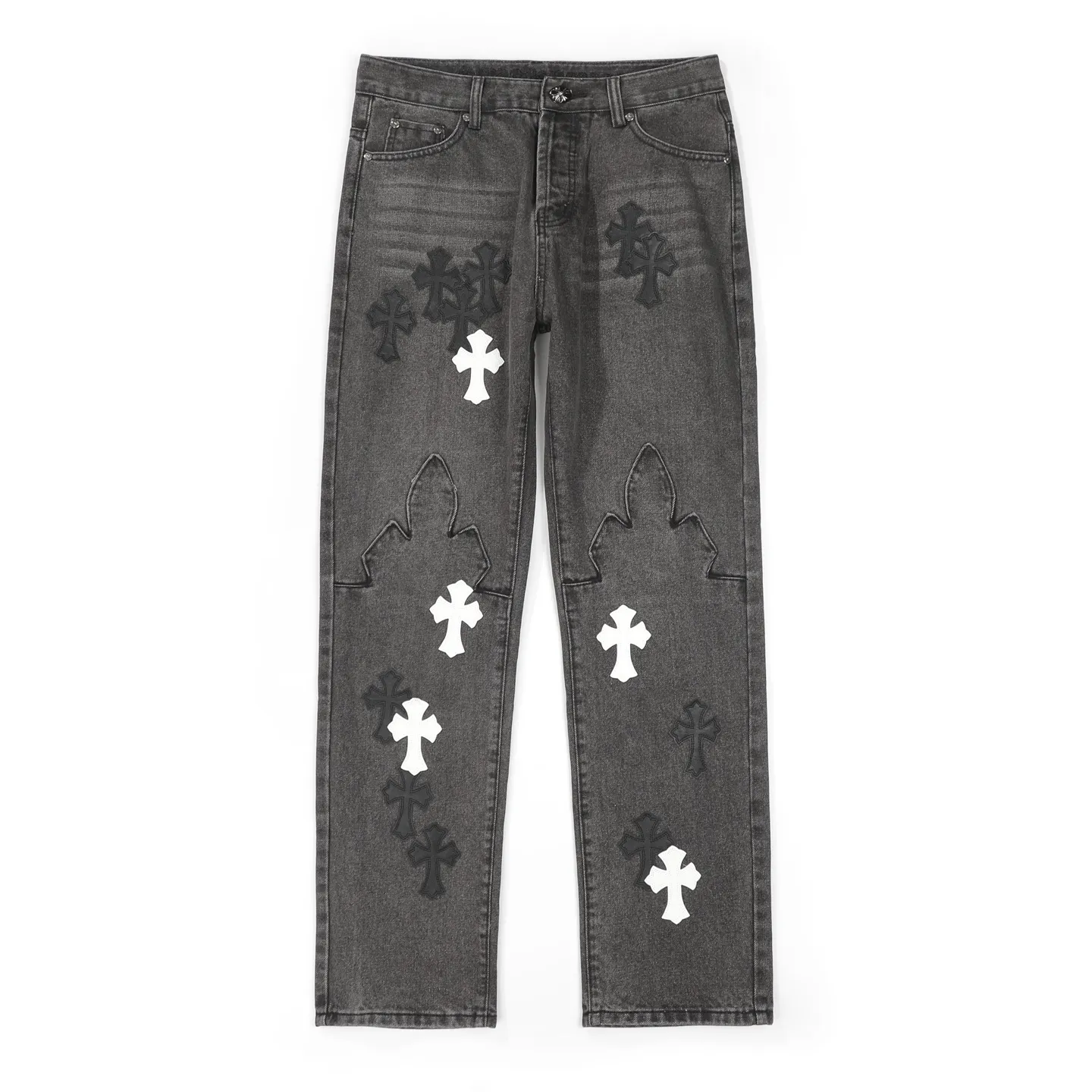 P280 Chrome Hearts city-limited flame black and white leather jeans need to be washed after the finished product is disassembled and hand-made with sheepskin cross leather and then spliced ​​together. The whole piece has too many craftsmanship to explain. The cabinet price is 34W+, the patchwork is decorated with cross flowers, and the high-waisted washed jeans! ! Absolutely high-end luxury products, 8W+ level god-level single products, super popular products, made with top heavy industry, a magic weapon that cannot be missed. About Kroxin This is an extremely luxurious fashion brand, which can also be called the aristocrats of the high street. It has always been an exclusive brand for some hipsters or rich second generation. Compared with ordinary high streets, it is more luxurious and noble. Compared with luxury brands, it has a more fashionable personality and has always been a brand that I have a special liking for. Size: 28 30 32 34 (corresponds to S-XL) Size chart: 28 Waist 76 Pants length 104 Hips 98 30 Waist 80 Pants length 105 Hips 102 32 Waist 84 Pants length 106 Hips 106 34 Waist 88 Pants length 107 Hips 110